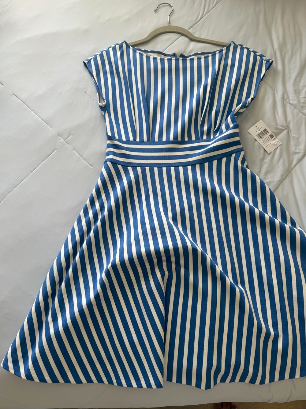 Kate Spade Blue and White Striped Fit & Flare Dress XS